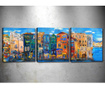 Set 3 tablouri Tablo Center, City View, canvas imprimat din bumbac, 30x30 cm