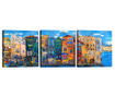 Set 3 tablouri Tablo Center, City View, canvas imprimat din bumbac, 30x30 cm