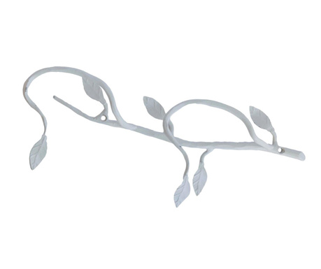 Cuier Bolzonella, Leaves White, 34x4x15 cm, fier