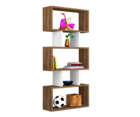 Corp biblioteca Oyo Concept, Iona Walnut, placa fibrolemnoasa de inalta densitate (HDF), 130x60x20 cm, maro