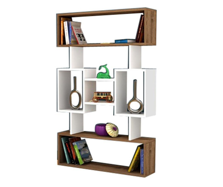 Corp biblioteca Oyo Concept, Amore White Walnut, PAL melaminat cu grosimea de 18 mm, 90x22x140 cm, maro