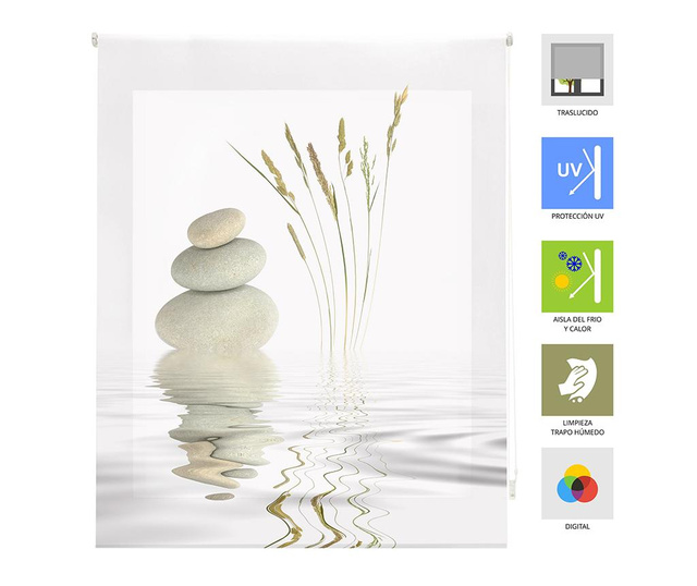 Jaluzea tip rulou Blindecor, Zen Aqua, poliester imprimat digital, 180x180 cm