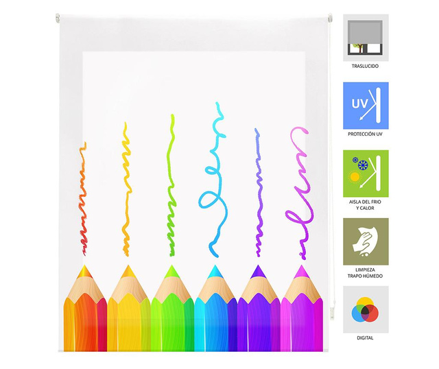 Jaluzea tip rulou Blindecor, Crayons, poliester imprimat digital, 100x180 cm