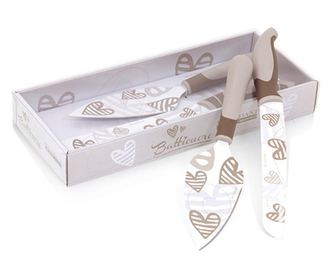 Set 2 ustensile pentru desert Striped Heart