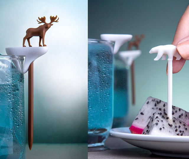 Комплект 6 декорации за чаши с клечки за аперитиви Cool Animal
