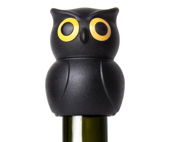 Zamašek za vinsko steklenico Owl Black