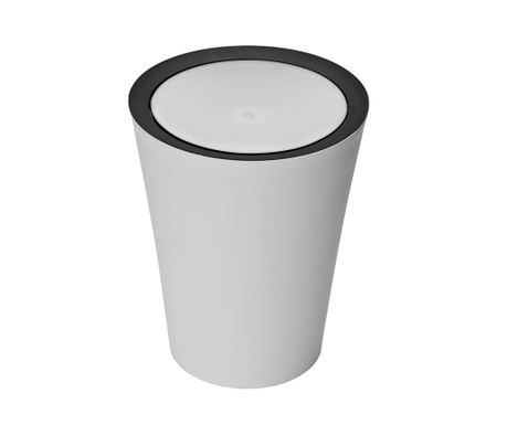 Cos de gunoi cu capac Flip Round White Black 8.5 L