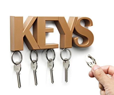 Suport magnetic pentru chei Qualy, Keys Brown, 20x2x7 cm