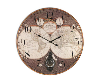 Ceas de perete cu pendul Signes Grimalt, World Map, MDF, 58x58 cm