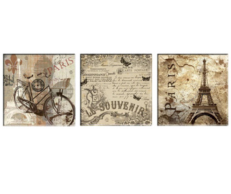 Комплект 3 картини Vintage Paris 30x30 см