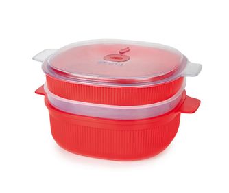 Caserola 3 niveluri pentru gatit cu aburi Airtight Red Big