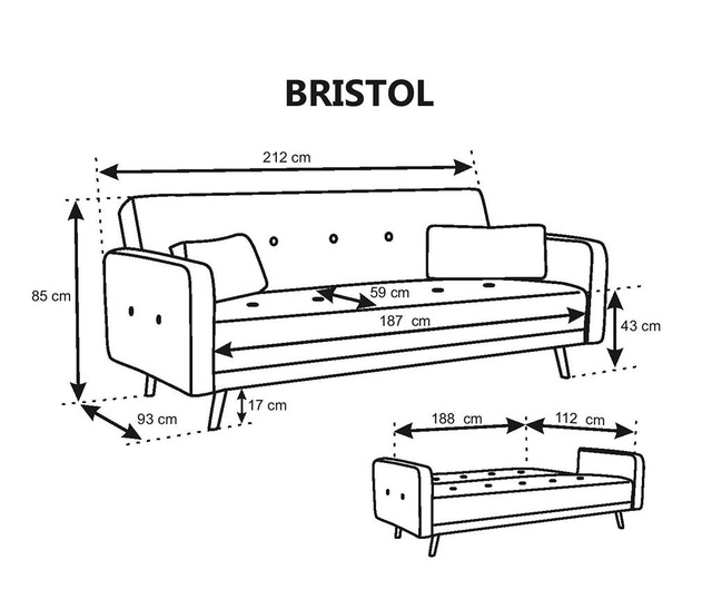 Canapea extensibila 3 locuri Bristol Taupe