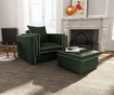 Fotoliu Rodier Interieurs, Organdi Dark Green & Cream Edges, verde inchis/crem, 109x96x78 cm