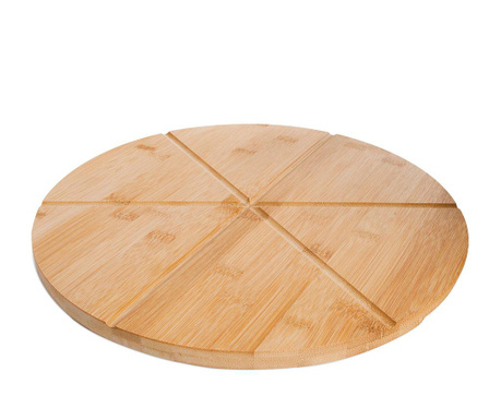 Platou pentru pizza Bambum, Slice, lemn de bambus, 35x35x2 cm