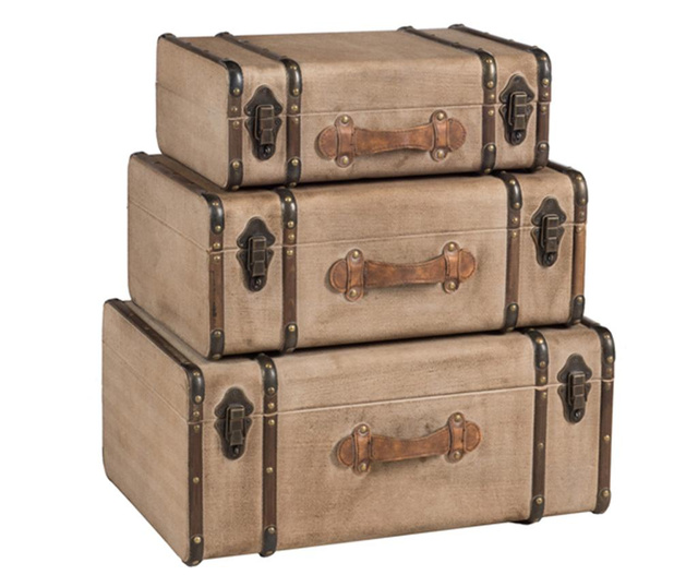 Set 3 dekorativnih kovčkov Calliope Beige