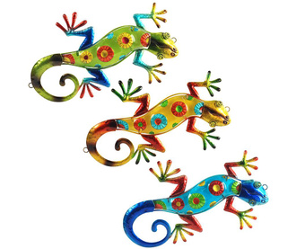 Set 3 stenskih dekoracij Gecko Multicolor