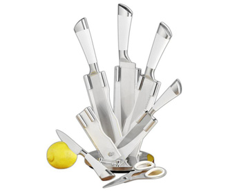 Комплект 5 ножа, кухненски ножица и поставка Quasere