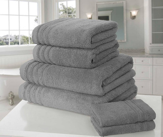 Set 6 prosoape de baie So Soft, So Soft Charcoal, bumbac de inalta calitate, gri carbune