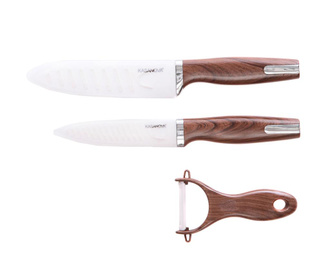 Комплект 2 ножа и белачка за зеленчуци Lina Brown