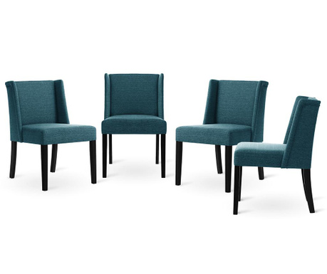 Set 4 scaune Ted Lapidus Maison, Zeste Black Turquoise, turcoaz, 65x56x96 cm