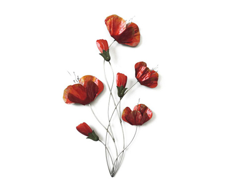 Decoratiune de perete Socadis, Beaux Arts Red Poppies, fier, 39x6x69 cm