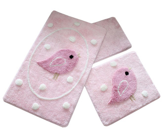 Set 3 covorase de baie Birdie  Pink