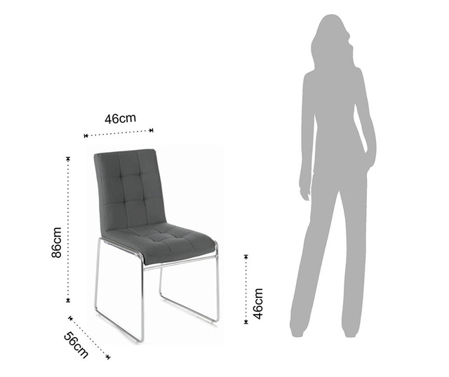 Set 2 scaune Tomasucci, Alice Grey, 56x46x86 cm