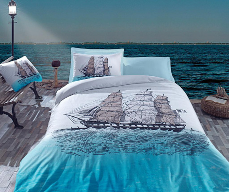 Спално бельо Single Ranforce Ship Blue