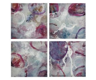 Комплект 4 картини Abstract Pink White 30x30 см