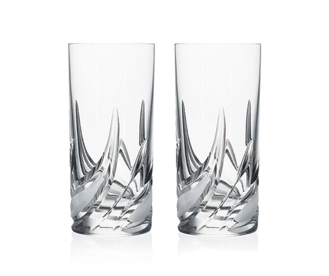 Set 2 pahare Rcr Cristalleria Italiana, Cetona, Luxion (sticla cristalina brevetata de RCR CRISTALLERIA), ⌀7 cm, 360 ml, 7x7x15