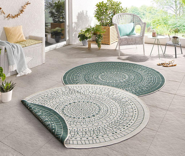 Tepih za vanjski prostor Reversible Twin Mandala Green 140 cm