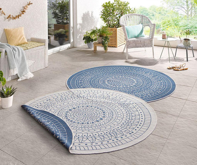 Zunanja preproga Reversible Twin Mandala Blue 140 cm