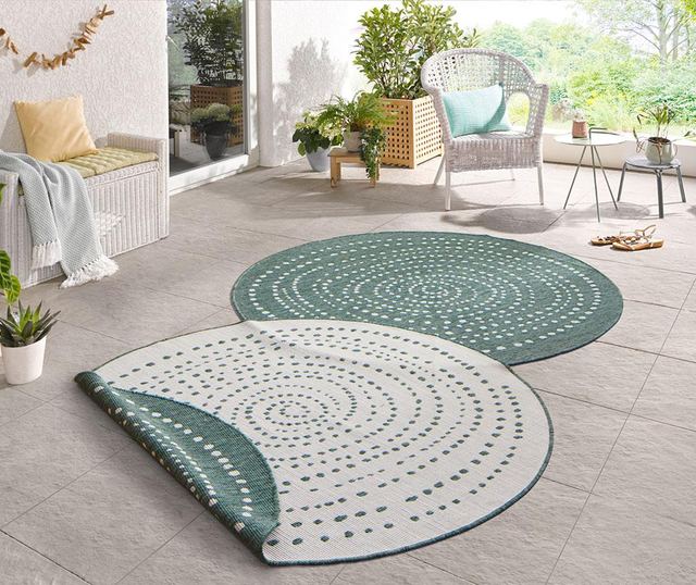 Килим за екстериор Reversible Twin Round Forest Green 140 см