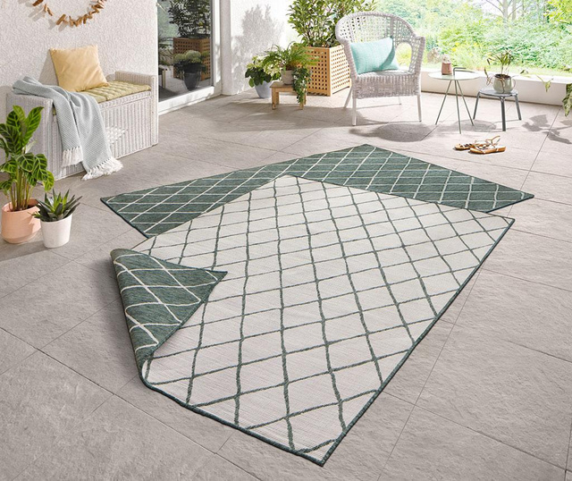 Twin Malaga Green Cream Megfordítható szőnyeg 160x230 cm