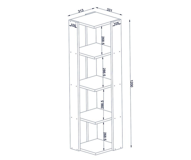 Corp biblioteca Furny Home, Venita White, PAL melaminat, 120x33x31 cm