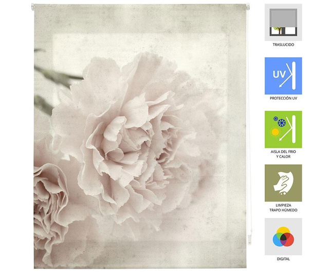 Jaluzea tip rulou Blindecor, Sepia Bloom, poliester imprimat digital, 140x250 cm