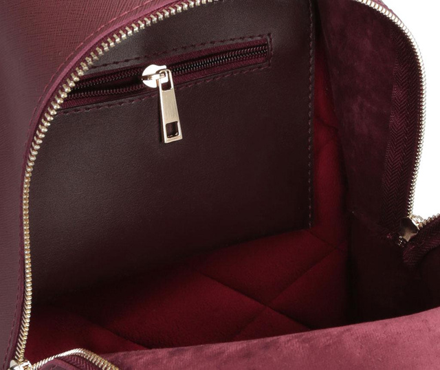 Rucsac Beverly Hills Polo Club, Seaton Claret Red, rosu claret, piele ecologica Saffiano din polivinilin