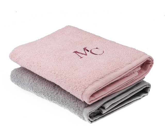 Set 2 kopalniških brisač Nadine Grey Pink 50x90 cm
