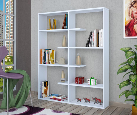 Corp biblioteca Oyo Concept, Ania White, PAL melaminat cu grosimea de 18 mm, 125x100x22 cm, alb