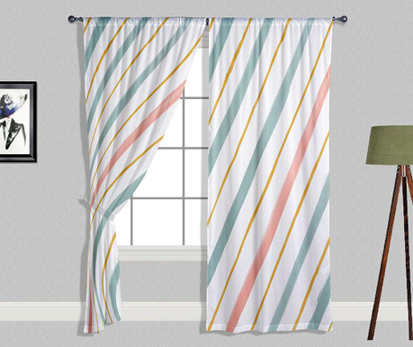 Set 2 draperii Oyo Home, Stripes, poliester, 140x240 cm