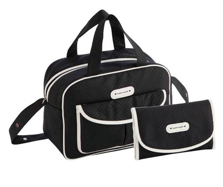 Σετ τσάντα και αναδιπλούμενο στρώμα για αλλαγή πανών Dots Black