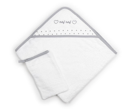 Комплект кърпа с качулка и ръкавица за баня Heart