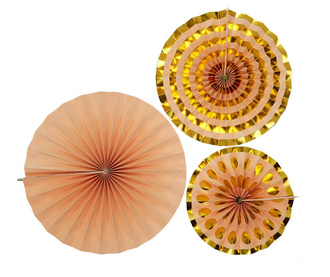 Set 3 dekoracij Pin Wheel Marble Peach Gold