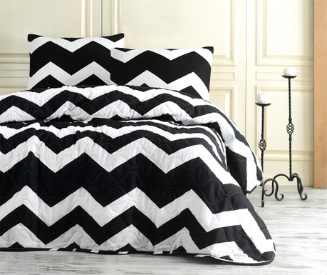 Prešito posteljno pregrinjalo Big Zigzag Black White 200x250 cm