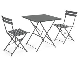 Комплект маса и 2 стола за екстериор Anvers Charcoal