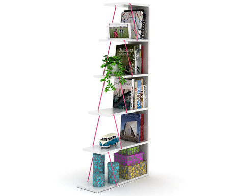 RESIGILAT Corp biblioteca Rafevi, Tars White Pink, PAL, 146x65x22 cm, alb/roz
