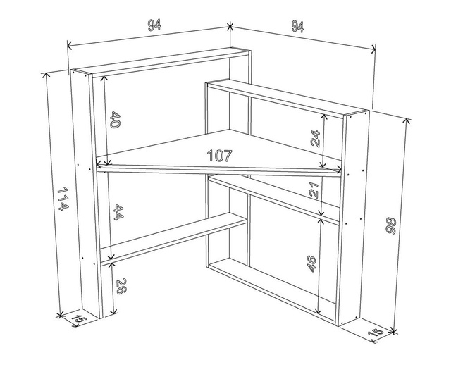 Birou Rafevi, Pisagor White, PAL, 114x94x94 cm