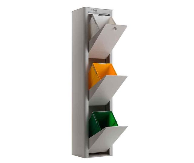 Шкафче за разделно изхвърляне Cubek Three Grey 60 L