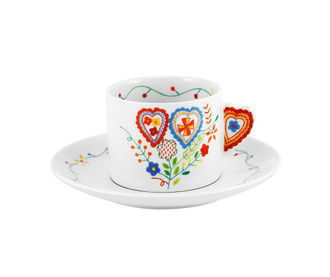 Set šalica za čaj i tanjurić Vila Colorful Hearts