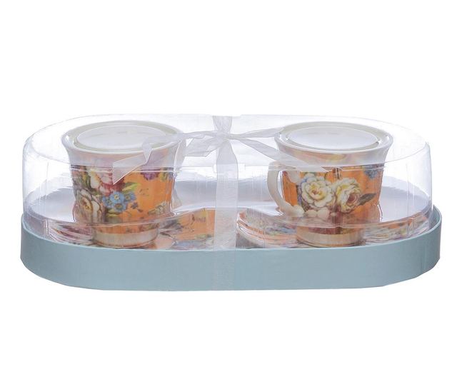 Сервиз 2 чашки и 2 чинийки Tea Orange Flowers
